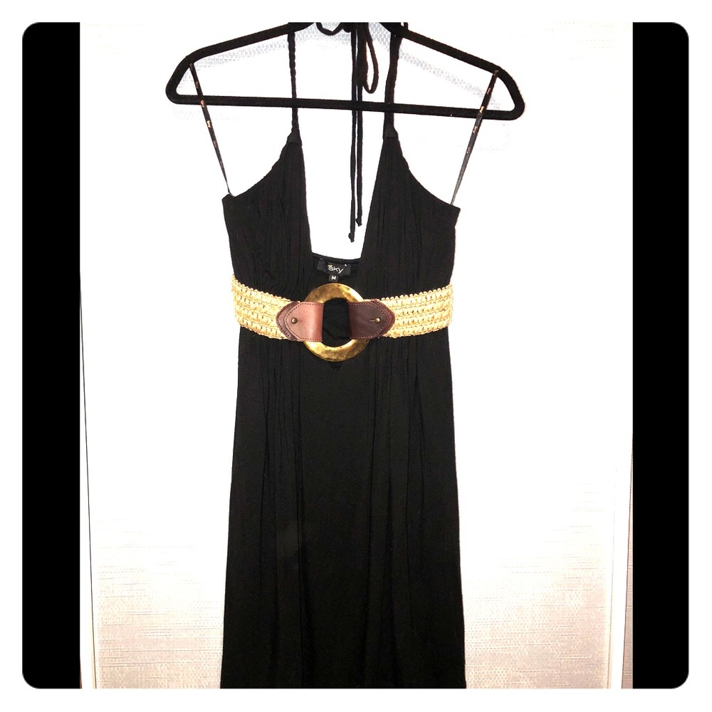 Sky Black Dress with belt